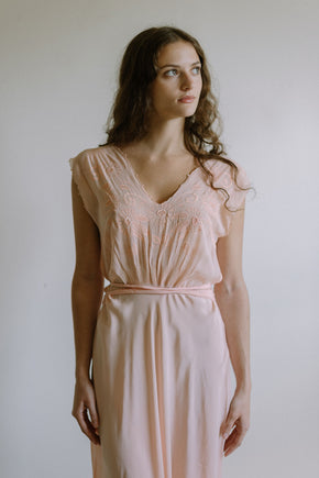 1930s pink French bias cut nightgown