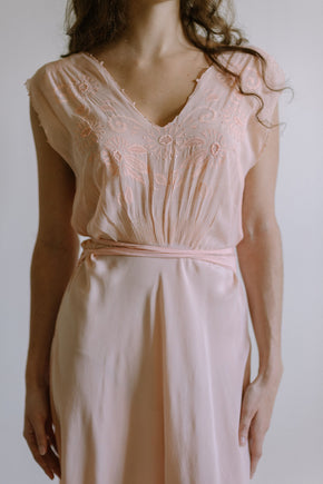 1930s pink French bias cut nightgown