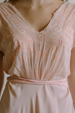 1930s pink French bias cut nightgown