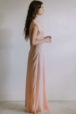 1930s pink French bias cut nightgown