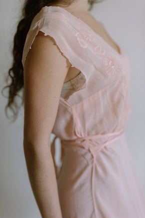 1930s pink French bias cut nightgown