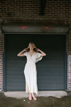 1930s silk crepe lace peignoir robe