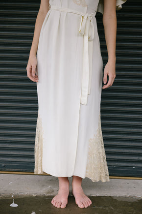 1930s silk crepe lace peignoir robe