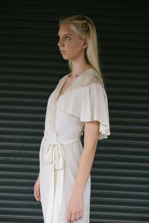 1930s silk crepe lace peignoir robe