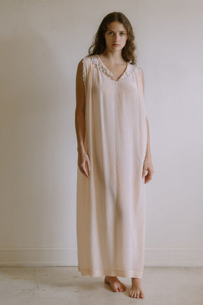 1930s french dotted blue and pink silk nightgown