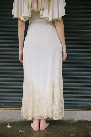 1930s silk crepe lace peignoir robe