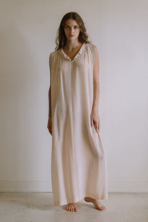 1930s french dotted blue and pink silk nightgown