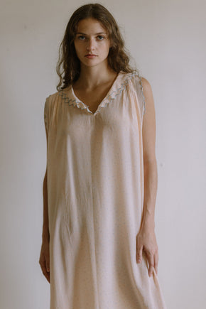 1930s french dotted blue and pink silk nightgown