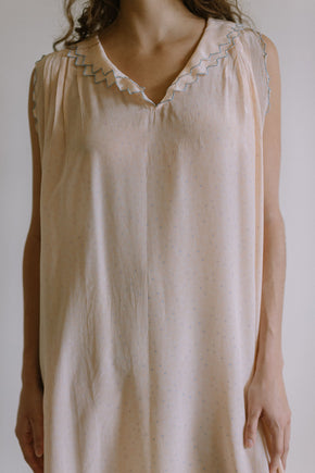 1930s french dotted blue and pink silk nightgown