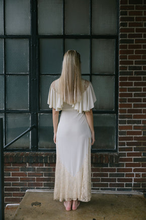 1930s silk crepe lace peignoir robe