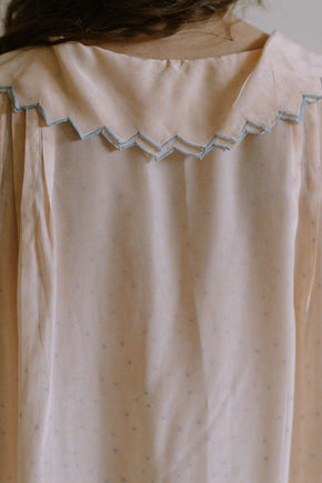 1930s french dotted blue and pink silk nightgown