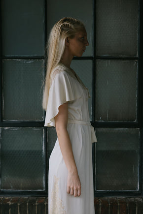 1930s silk crepe lace peignoir robe