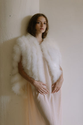1960s ivory marabou evening cape