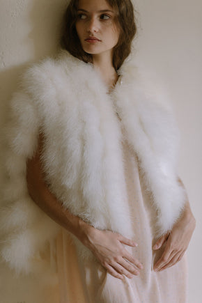 1960s ivory marabou evening cape