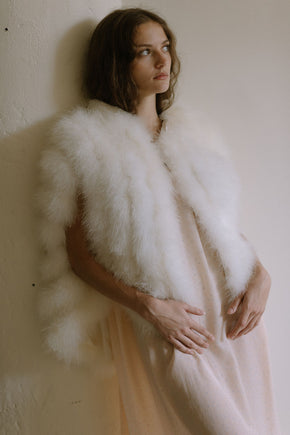 1960s ivory marabou evening cape