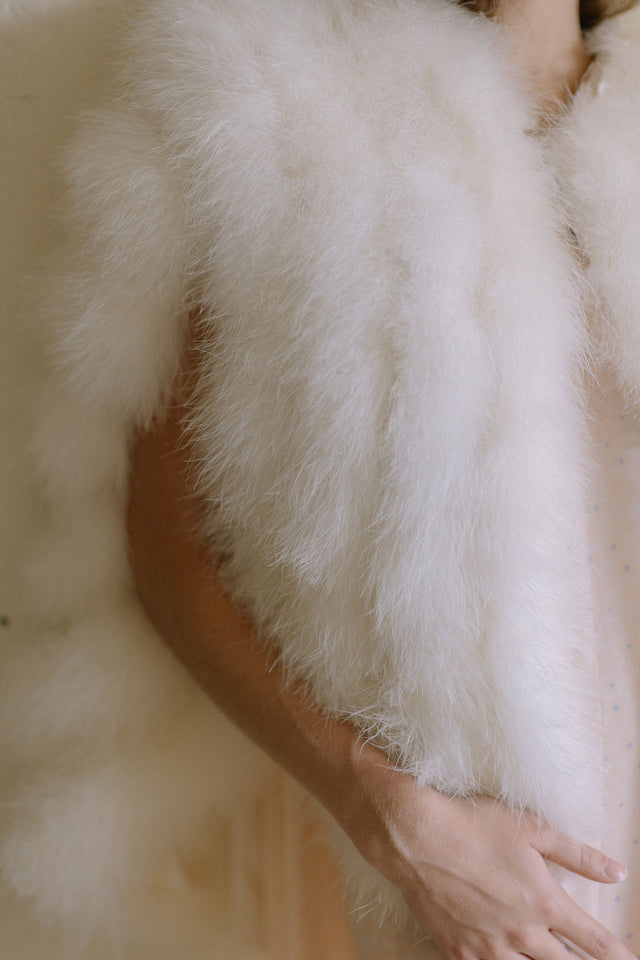 1960s ivory marabou evening cape