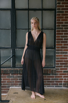 1930s silk chiffon honeycomb smocked lingerie gown