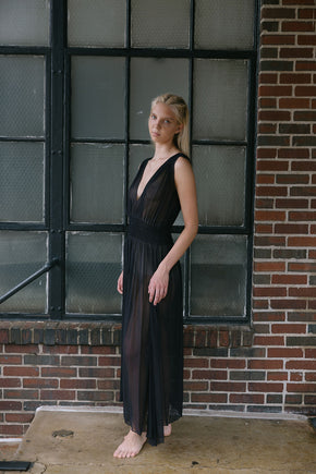 1930s silk chiffon honeycomb smocked lingerie gown
