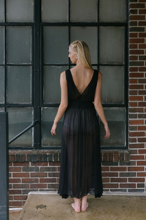 1930s silk chiffon honeycomb smocked lingerie gown