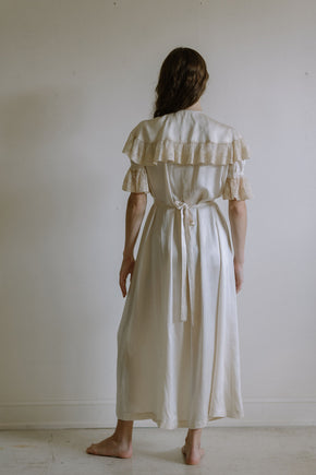1930s French champagne silk lace lingerie gown