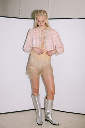 1930s pink silk velvet bed jacket