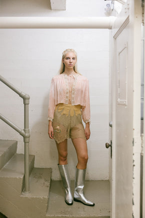 1930s pink silk velvet bed jacket