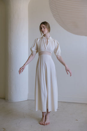 1930s French cream silk openwork nightgown