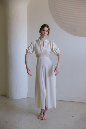 1930s French cream silk openwork nightgown