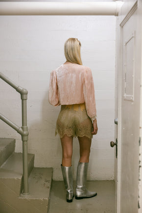 1920s silk lace rossette lingerie shorts
