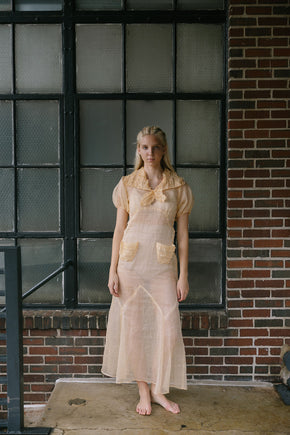 1930s puff sleeve sherbert organza day dress