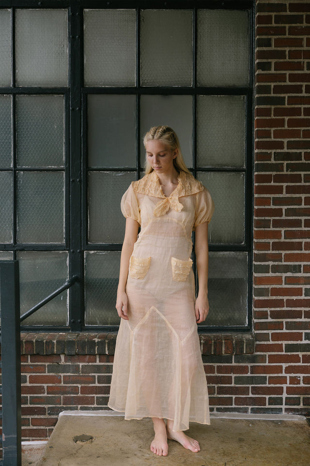 1930s puff sleeve sherbert organza day dress