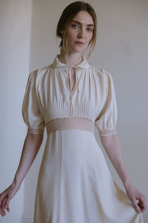 1930s French cream silk openwork nightgown
