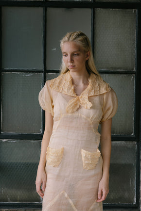 1930s puff sleeve sherbert organza day dress