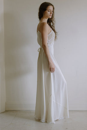 1930s French silk lace bias cut gown
