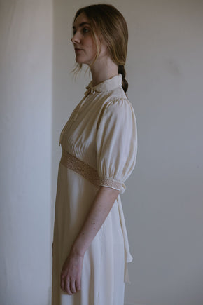 1930s French cream silk openwork nightgown