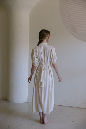 1930s French cream silk openwork nightgown