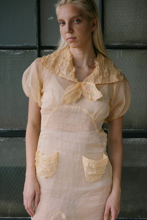 1930s puff sleeve sherbert organza day dress
