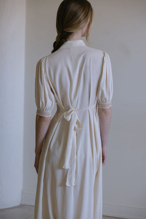 1930s French cream silk openwork nightgown