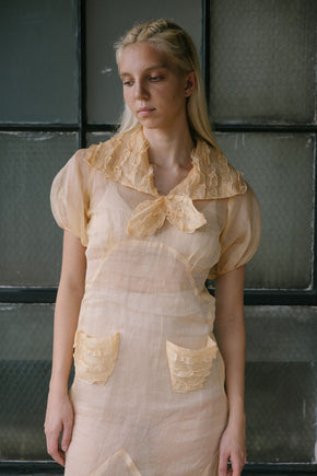 1930s puff sleeve sherbert organza day dress