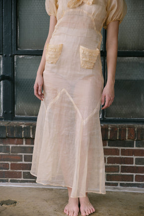 1930s puff sleeve sherbert organza day dress
