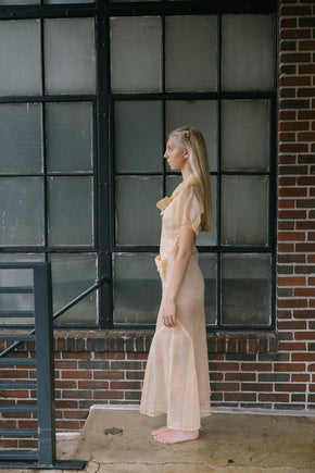 1930s puff sleeve sherbert organza day dress