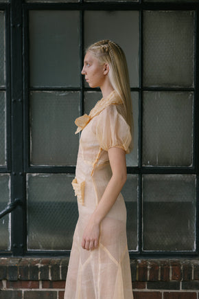 1930s puff sleeve sherbert organza day dress