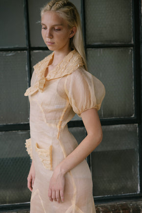 1930s puff sleeve sherbert organza day dress