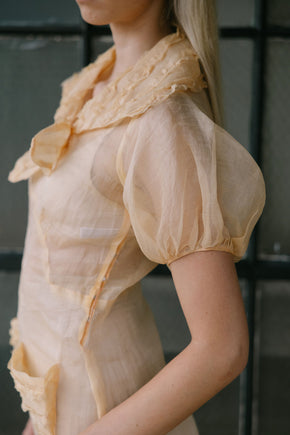 1930s puff sleeve sherbert organza day dress