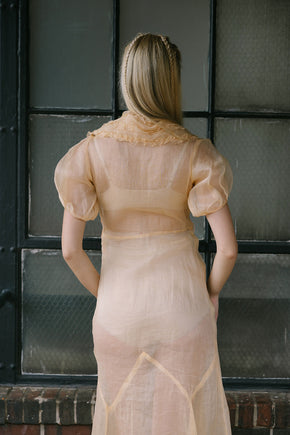 1930s puff sleeve sherbert organza day dress