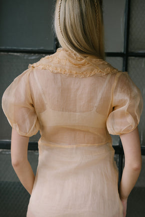 1930s puff sleeve sherbert organza day dress