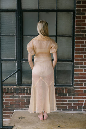 1930s puff sleeve sherbert organza day dress