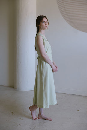 1920s French green silk monogrammed floral dress