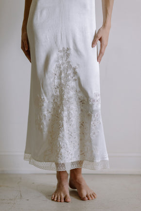 1930s French white silk lace nightgown