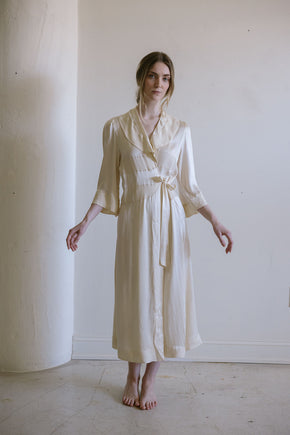 1930s French cream silk wrap dress
